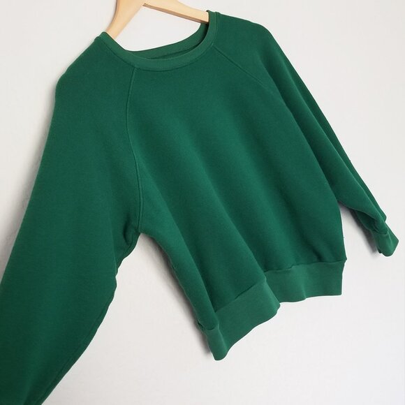REFORMATION Hunter Rio Crew Neck Cropped Sweatshirt XS Pine Green SOFT Cozy - Picture 16 of 16